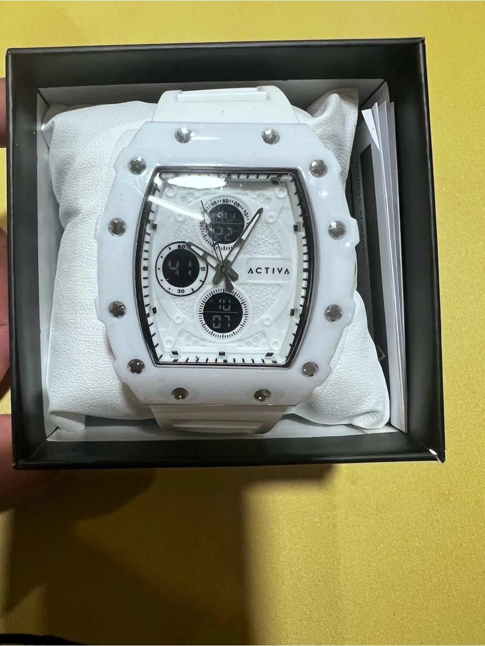 Ativa White Resin Chronograph Watch with Silver Accents